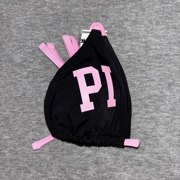 Victoria’s Secret PINK Limited Edition Black & Pink Logo String Bikini Top - MD - Picture 3 of 4